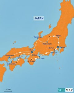 kaart van de TME-camperreis-door-Japan