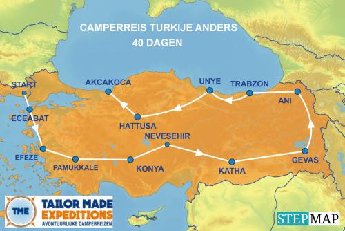 routekaart camper reis Turkije Anders met TME