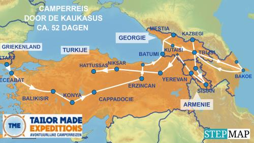 route camperreis door Turkije, Georgie, Armenie en Azerbeidzjan