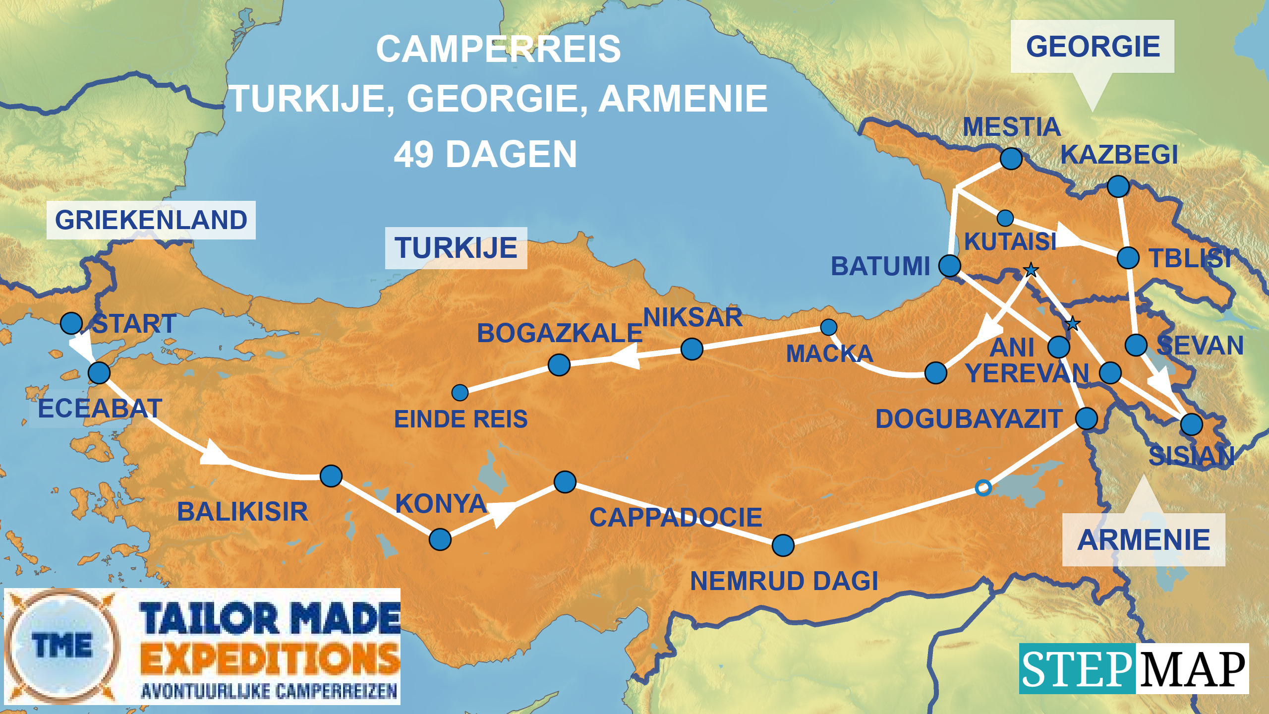 kaart TME-Turkije-Georgie-Armenie-camperreis
